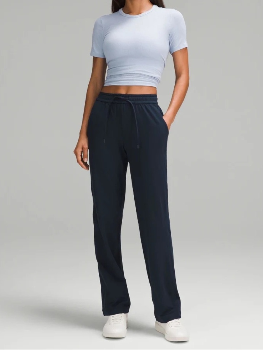 NWT Lululemon Soft Jersey Straight-Leg Mid-Rise straight leg regular size 8 navy